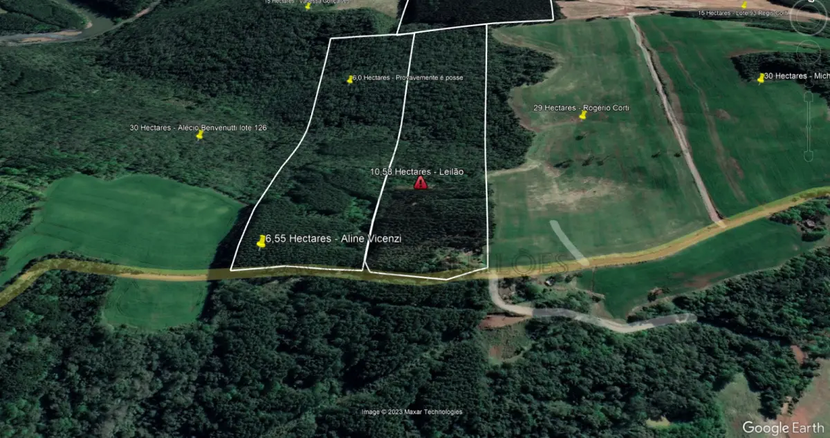 LOTE 003 - IMÓVEL DE  MATRÍCULA 9667: Parte do lote rural nº 124, situado na “Linha Vinte e um de abril”, município de  Guaporé, com a área de cento e cinco mil, quinhentos e setenta e cinco metros quadrados (105.575m2),  sem benfeitorias, confrontando: NORTE, com o lote nº 99 de José Vivan; SUL, com parte do mesmo lote  nº 124, área remanescente de Euclides Lazzaretti; LESTE, com parte do mesmo lote nº 124, de Dirceu  Zamban; OESTE, com o lote nº 126.