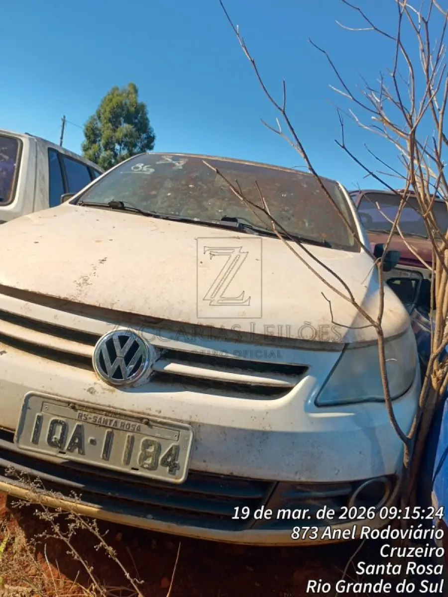 LOTE 011 - VW/GOL 1.0, Placa: IQA1184, Ano modelo: 2009/2009, Cor: BRANCA, Chassi:  9BWAA05U5AT057135, Motor: CCN253682, RENAVAM: 00157277003.