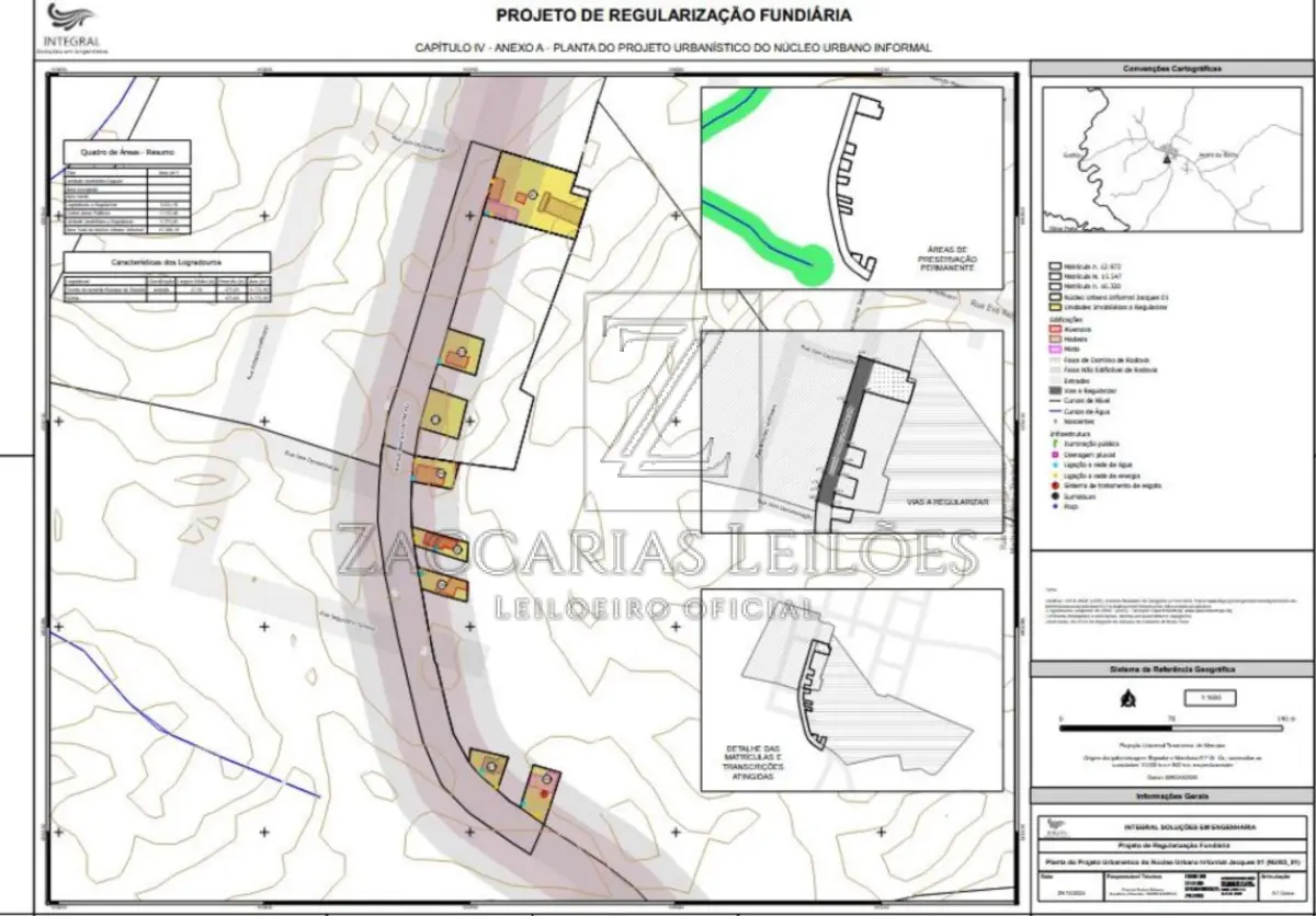 LOTE 001 - Parte ideal de uma área de terras, localizado dentro do todo maior “UMA ÁREA DE TERRAS  RURAIS, com capões de restinga e matos, com a área de 186.389,00m², situada no lugar “sem  denominação especial”, em André da Rocha – RS, confrontando: Com a Estrada Geral Buarque de  Macedo, com a estrada que vai de André da Rocha ao despraiado, com terras de sucessores de Firmino  Jaques, Atílio Gilioli e Manoel Vierira Prestes, com UMA CASA de moradia de madeira, edificada em 1968,  com 80,00m², sob nº 1582”, parte ideal assim descrita conforme Laudo de Avaliação: LOTE 01: Área de Terras com Restrição Ambiental (APP).  o  o  o  o  o  Descrição: Imóvel de matrícula nº 15.547 do Registro de Imóveis de Nova Prata/RS, localizado em  André da Rocha/RS acima e (pp. 1-2) Laudo de Avaliação.  Parte Ideal: 10.006,34 m² (p. 3).  Observação Importante: O imóvel possui Área de Preservação Permanente (APP) confirmada de  0,75 hectares (7.500 m²), o que representa restrição severa de uso e ocupação (não edificável) (pp.  3-4).