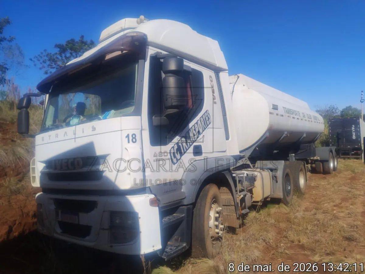 LOTE 001 - IVECO/STRALIS 800S48TZ, Placa: QBK9H49, Ano/modelo: 2014/2014, Cor: BRANCA,  Chassi: 93ZS3HUH0E8827419, Motor: F3BE3681J5049418, Renavam: 01020966499.