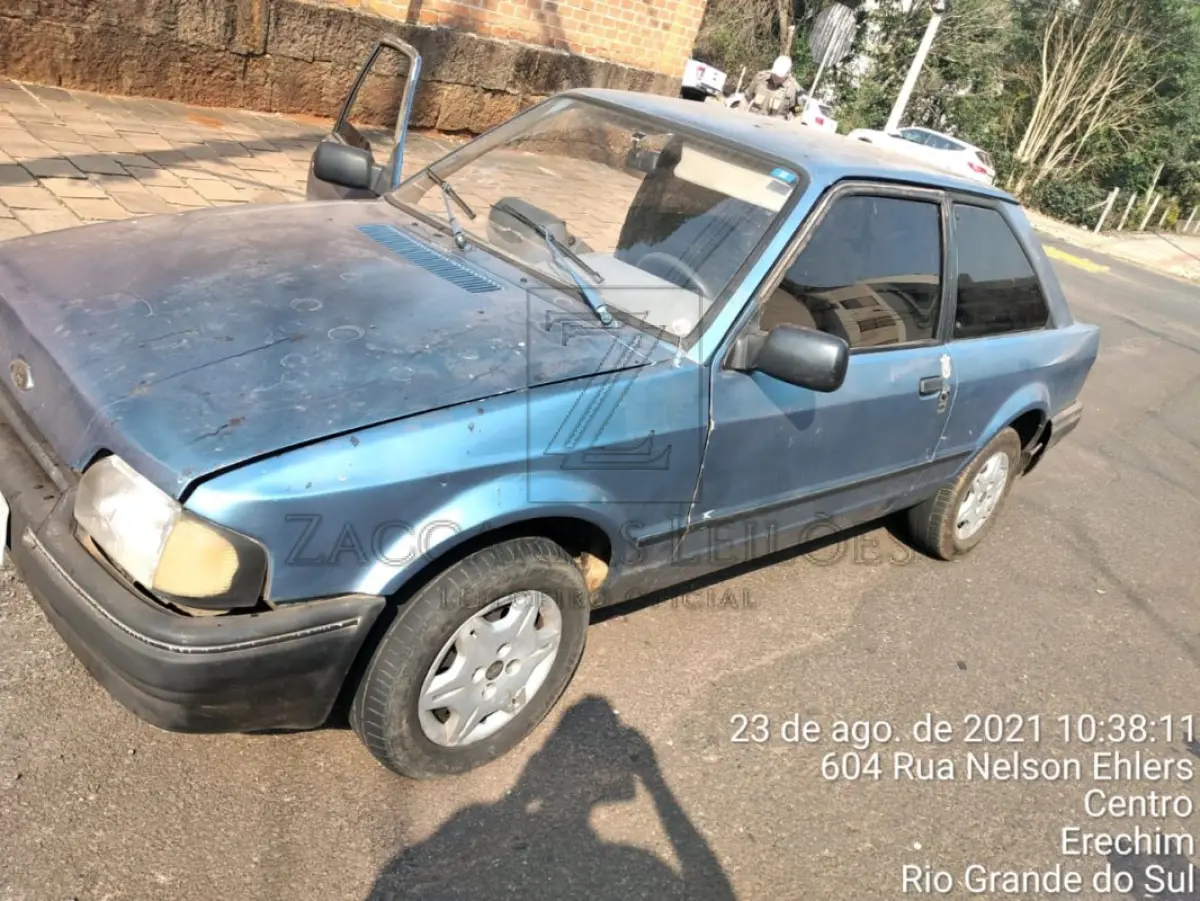 LOTE 014 - FORD/ESCORT L, Placa: IBJ8791 Ano/modelo: 1991/1991, Cor: AZUL, Chassi:  9BFZZZ54ZMB137029, Motor: 1097387, RENAVAM: 00576230146.