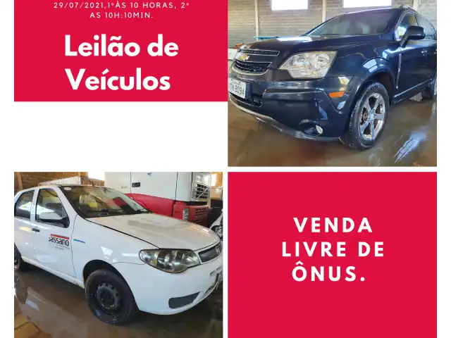 Leilão de Uma Captiva SPORT V6AWD  2012 e   FIAT/PALIO FIRE ECONOMY 2010/2010.
