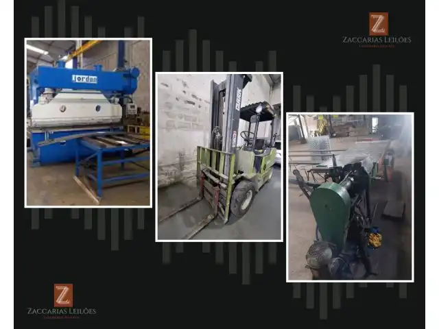 LEILÃO DE UMA DOBRADEIRA, UMA EMPILHADEIRA E UMA MÁQUINA PARA FABRICAR TELAS.