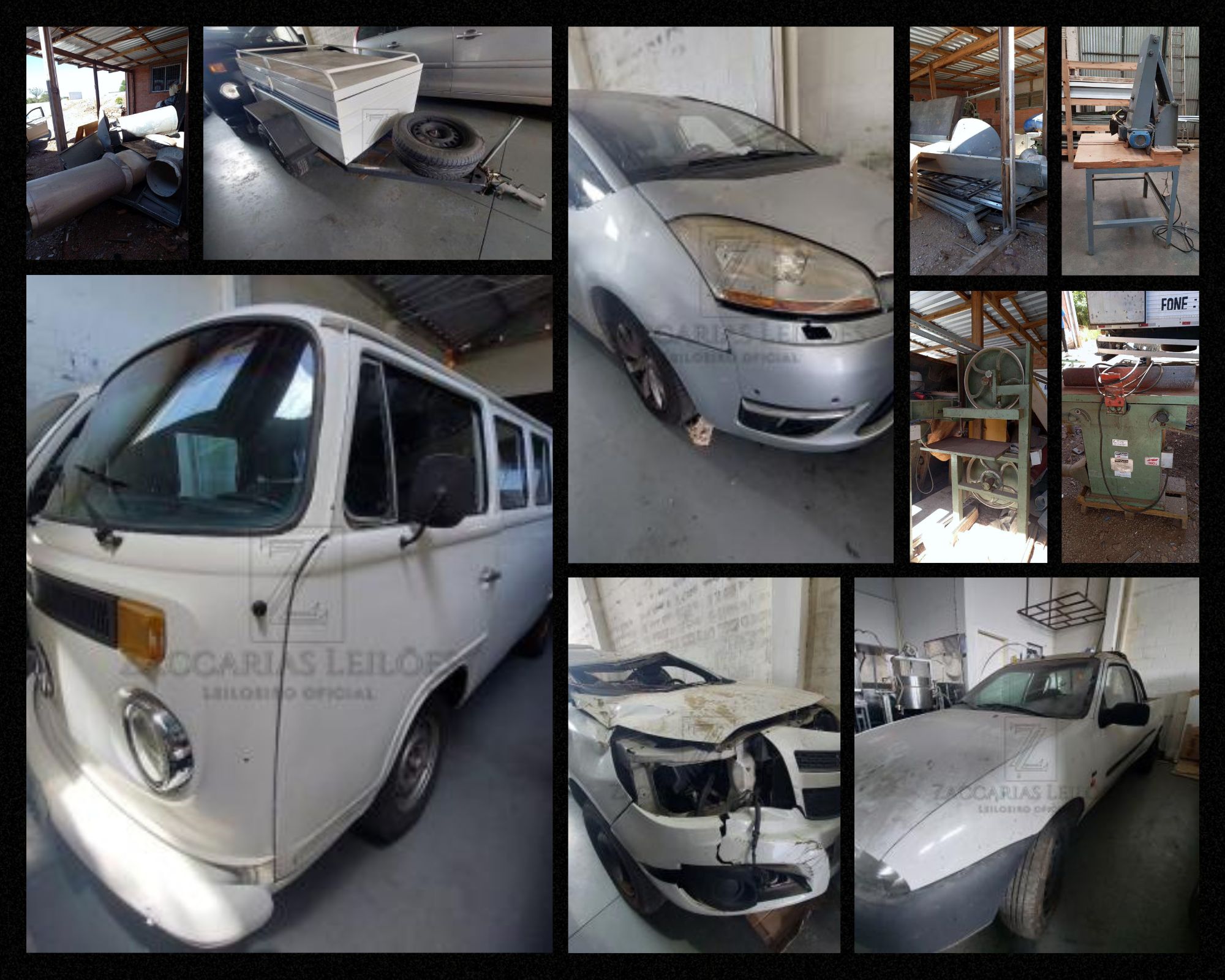 Leilão de Veiculos(Kombi, Courier, Montana acidentada, Reboque, CITROEN C4 Picasso Grand e Maquinas para fabricação de Moveis.