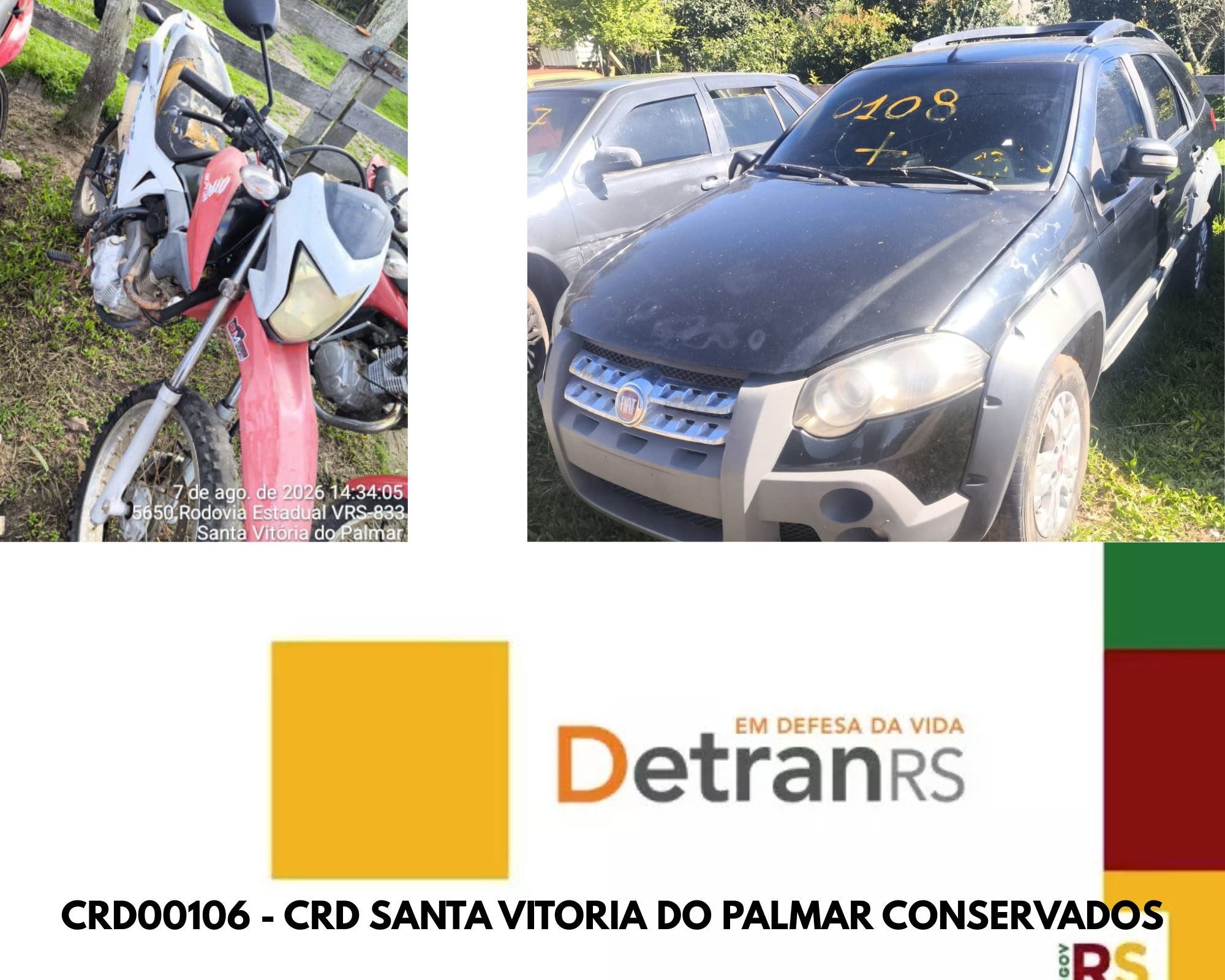 LEILÃO DETRAN/RS - CRD00106 - CORDEIRO'S SERVIÇO DE REMOÇÃO SANTA VITORIA DO PALMAR - CONSERVADOS.